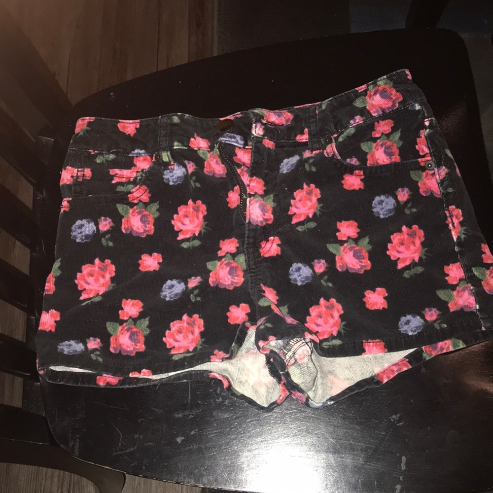 Black corduroy shorts